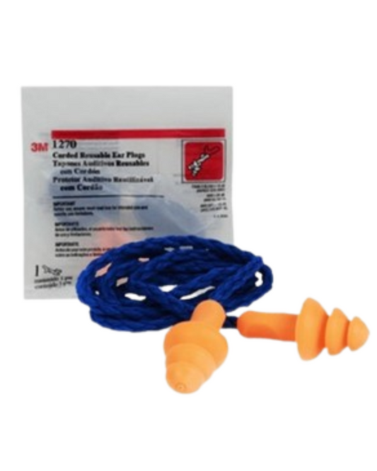 Protector Auditivo de Espuma 3 Membranas con Cordón – Caja por 100 Unidades