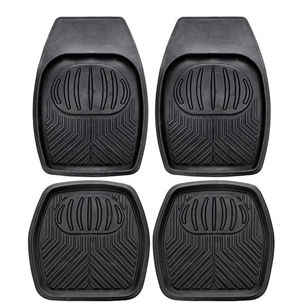 Juego Tapete 4 Piezas Caucho Negro