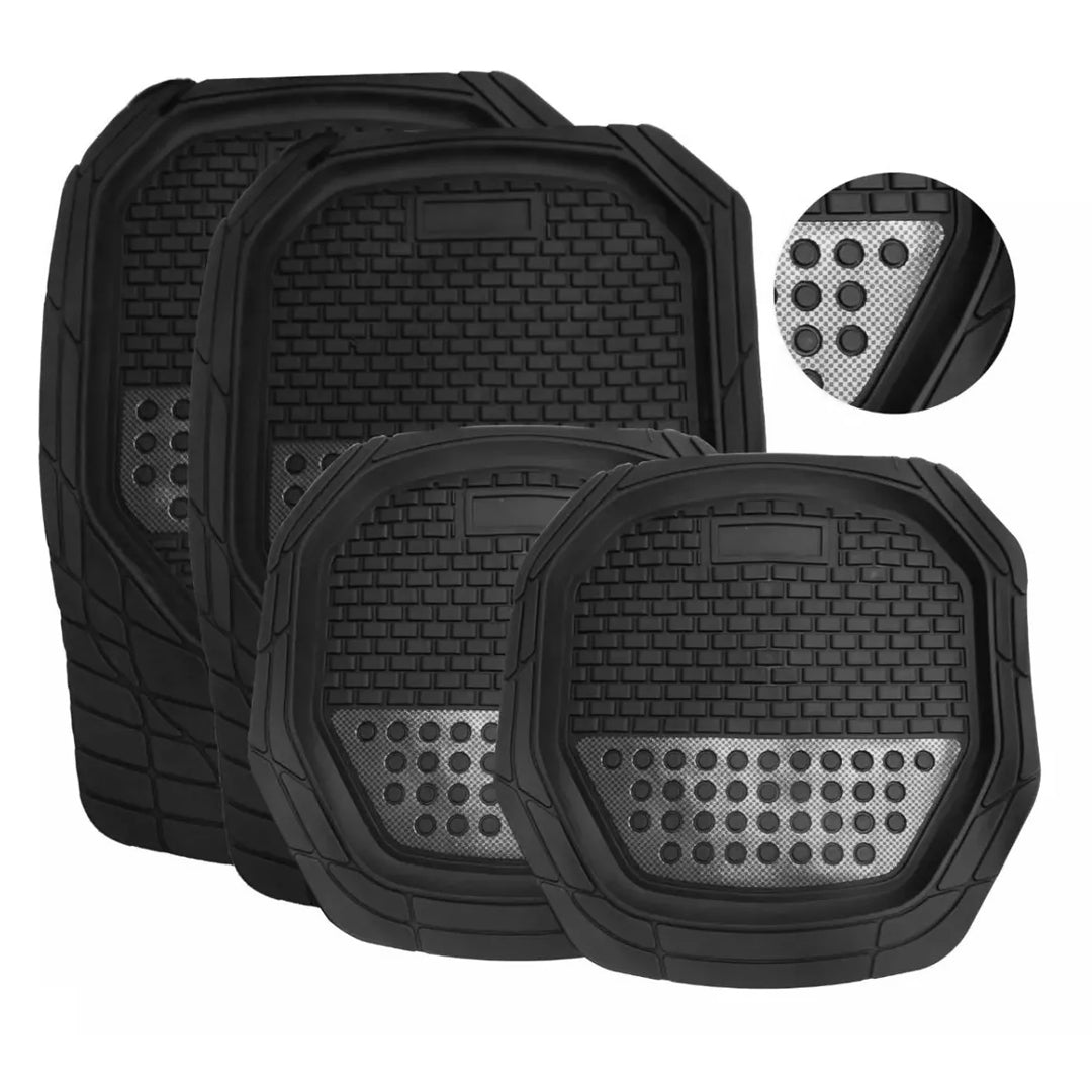Juego Tapete 4 Piezas Caucho Negro