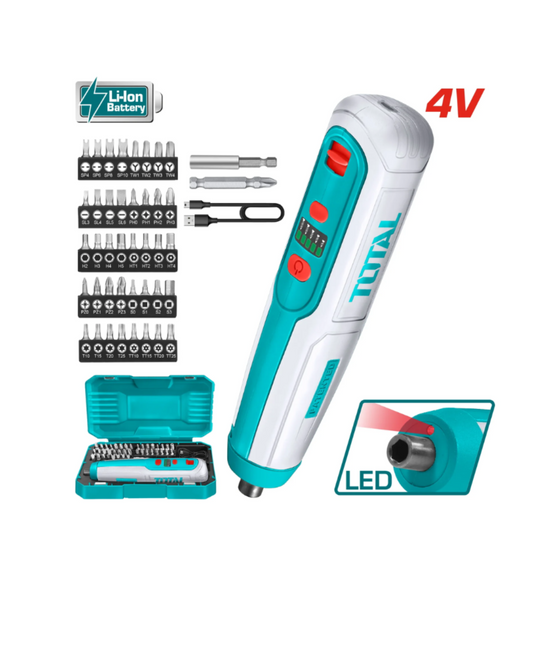 ATORNILLADOR INALÁMBRICO TOTAL + SET DE 42 PIEZAS