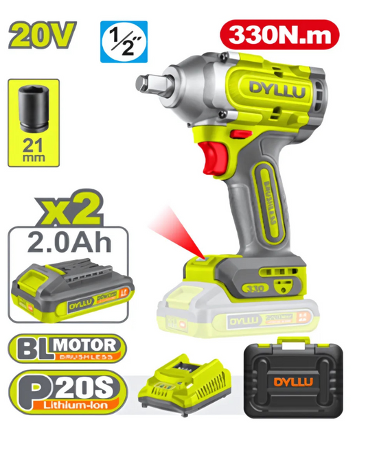 Pistola de Impacto Inalámbrica 1/2” 20V – DYLLU (330 Nm)